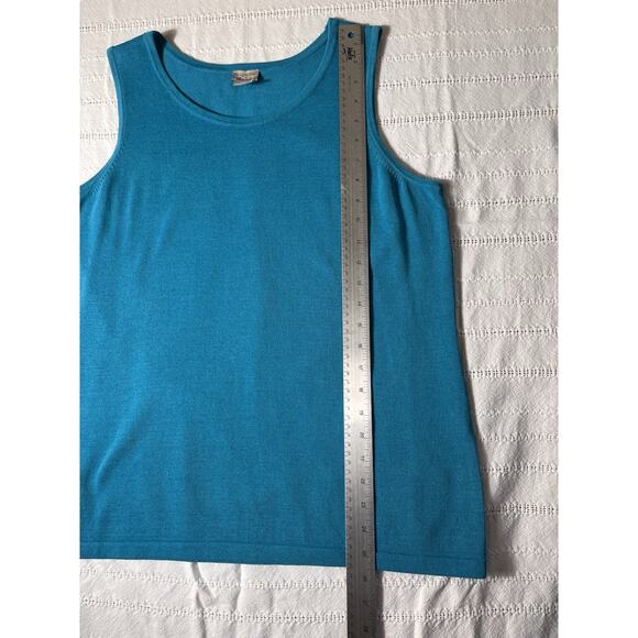 Chico’s Size Large Turquoise Blue Knit Tank Top‎ Sleeveless Cotton Blend - Picture 4 of 7